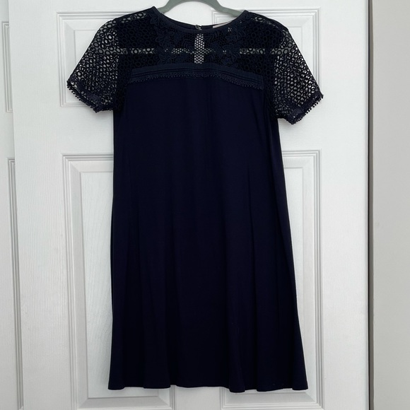 Loft Navy Crochet Top Dress Navy XSP - Picture 2 of 4